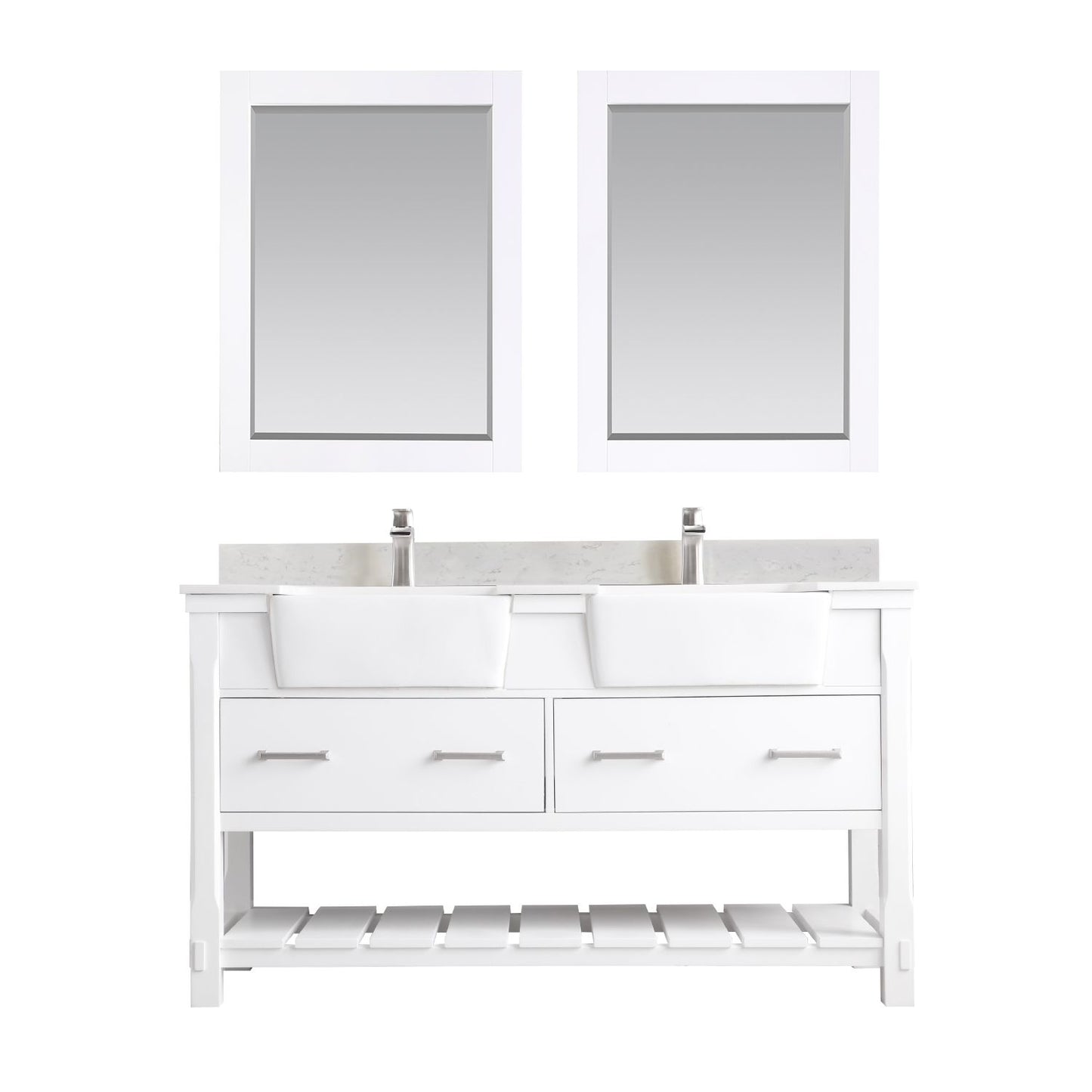 Altair Georgia 60" Double Bathroom Vanity Set Farmhouse Basin with Mirror - Luxe Bathroom Vanities