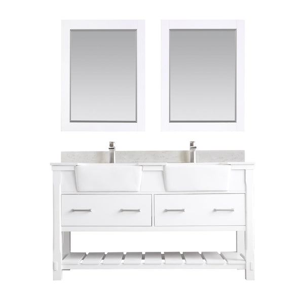 Altair Georgia 60" Double Bathroom Vanity Set Farmhouse Basin with Mirror - Luxe Bathroom Vanities