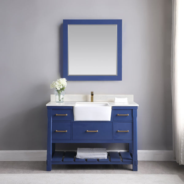 Altair Georgia 48" Single Bathroom Vanity Set Farmhouse Basin with Mirror - Luxe Bathroom Vanities