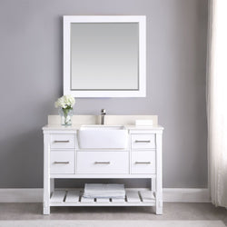 Altair Georgia 48" Single Bathroom Vanity Set Farmhouse Basin with Mirror - Luxe Bathroom Vanities