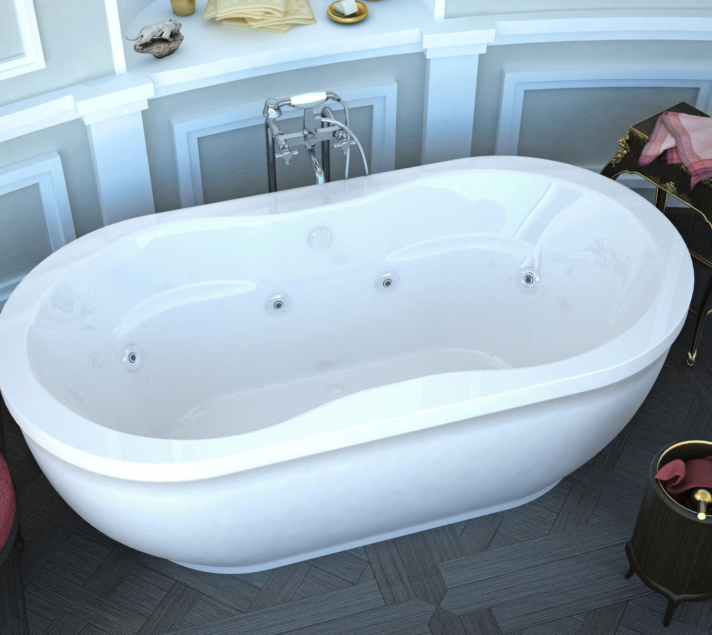 Atlantis Whirlpools Embrace 34 x 71 Oval Freestanding Whirlpool Jetted Bathtub - Luxe Bathroom Vanities Luxury Bathroom Fixtures Bathroom Furniture