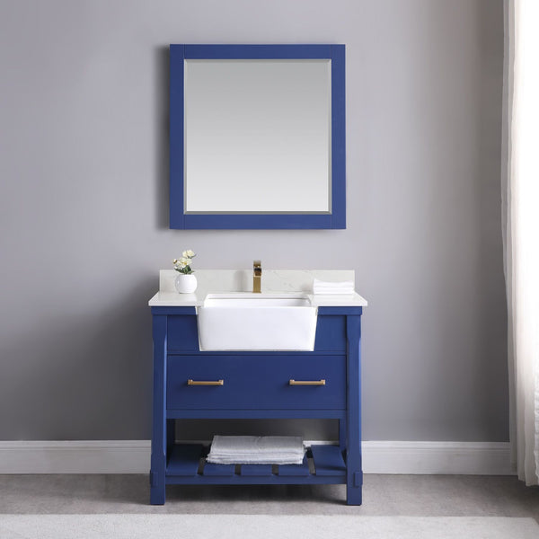 Altair Georgia 36" Single Bathroom Vanity Set Farmhouse Basin with Mirror - Luxe Bathroom Vanities