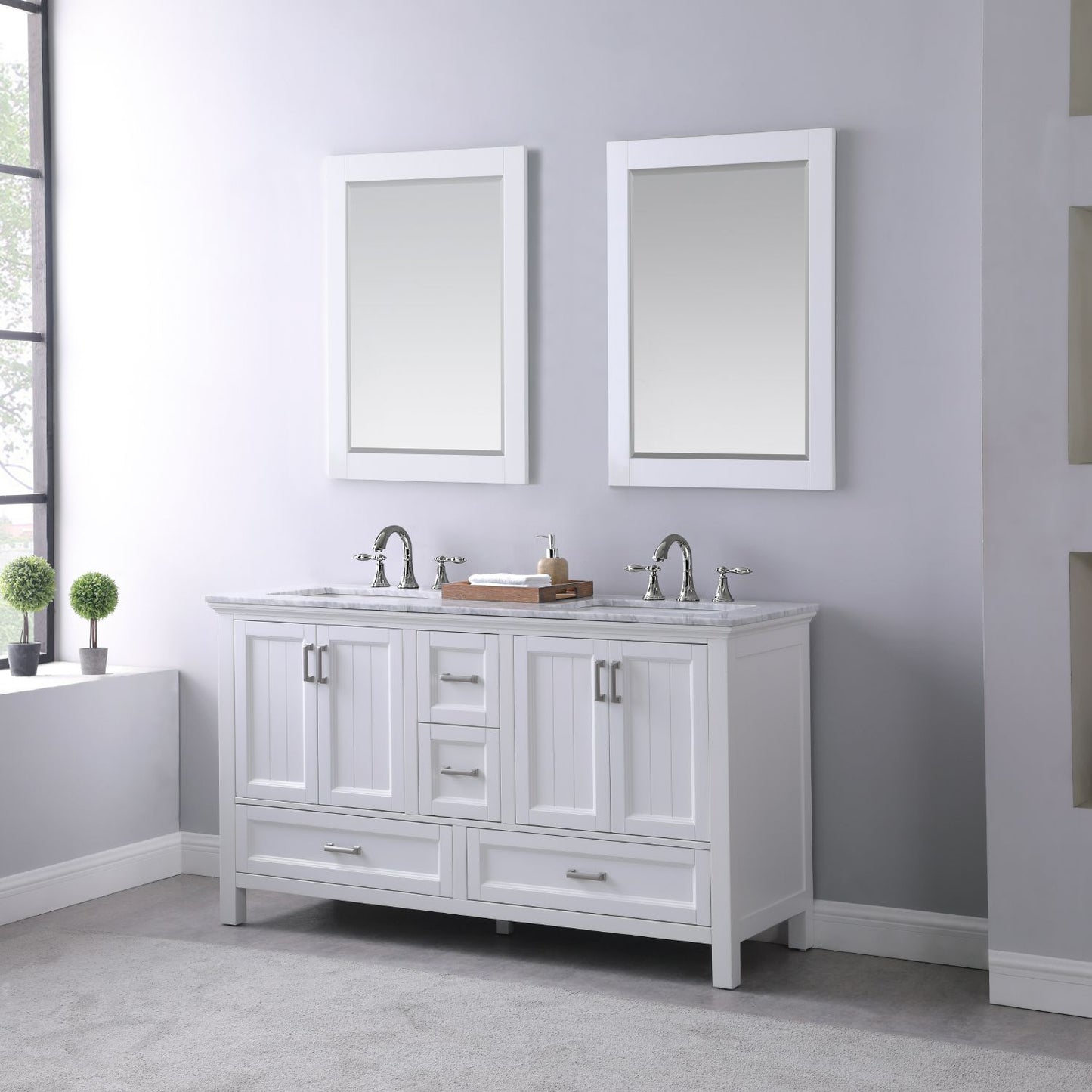 Altair Isla 60" Double Bathroom Vanity Set Countertop with Mirror - Luxe Bathroom Vanities