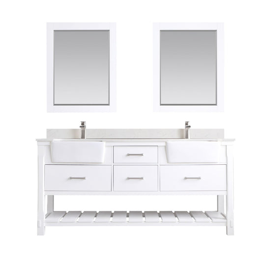 Altair Georgia 72" Double Bathroom Vanity Set Farmhouse Basin with Mirror - Luxe Bathroom Vanities