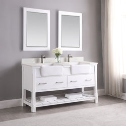 Altair Georgia 60" Double Bathroom Vanity Set Farmhouse Basin with Mirror - Luxe Bathroom Vanities