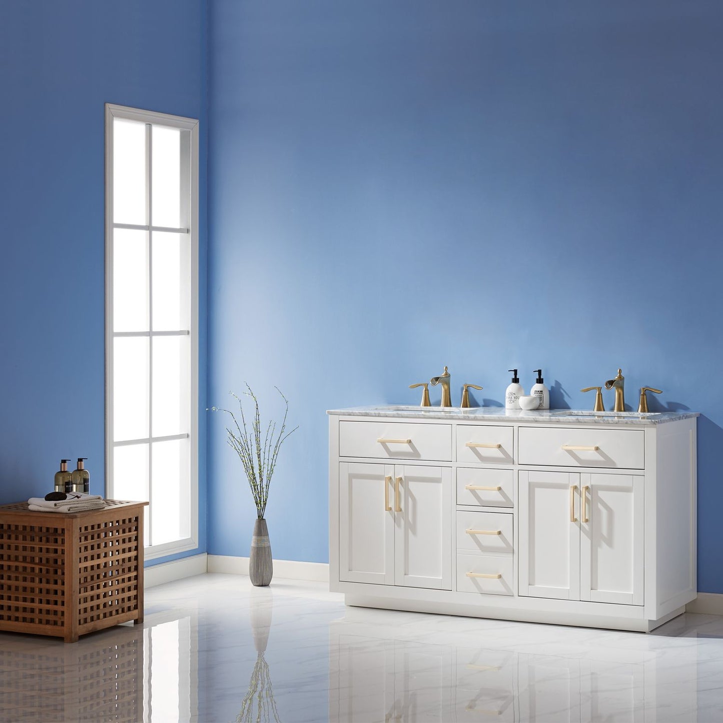 Altair Ivy 60" Double Bathroom Vanity Set Countertop without Mirror - Luxe Bathroom Vanities