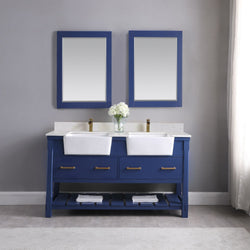 Altair Georgia 60" Double Bathroom Vanity Set Farmhouse Basin with Mirror - Luxe Bathroom Vanities