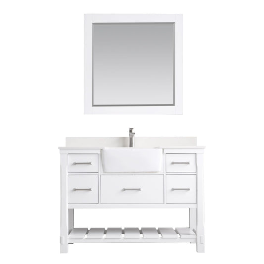 Altair Georgia 48" Single Bathroom Vanity Set Farmhouse Basin with Mirror - Luxe Bathroom Vanities