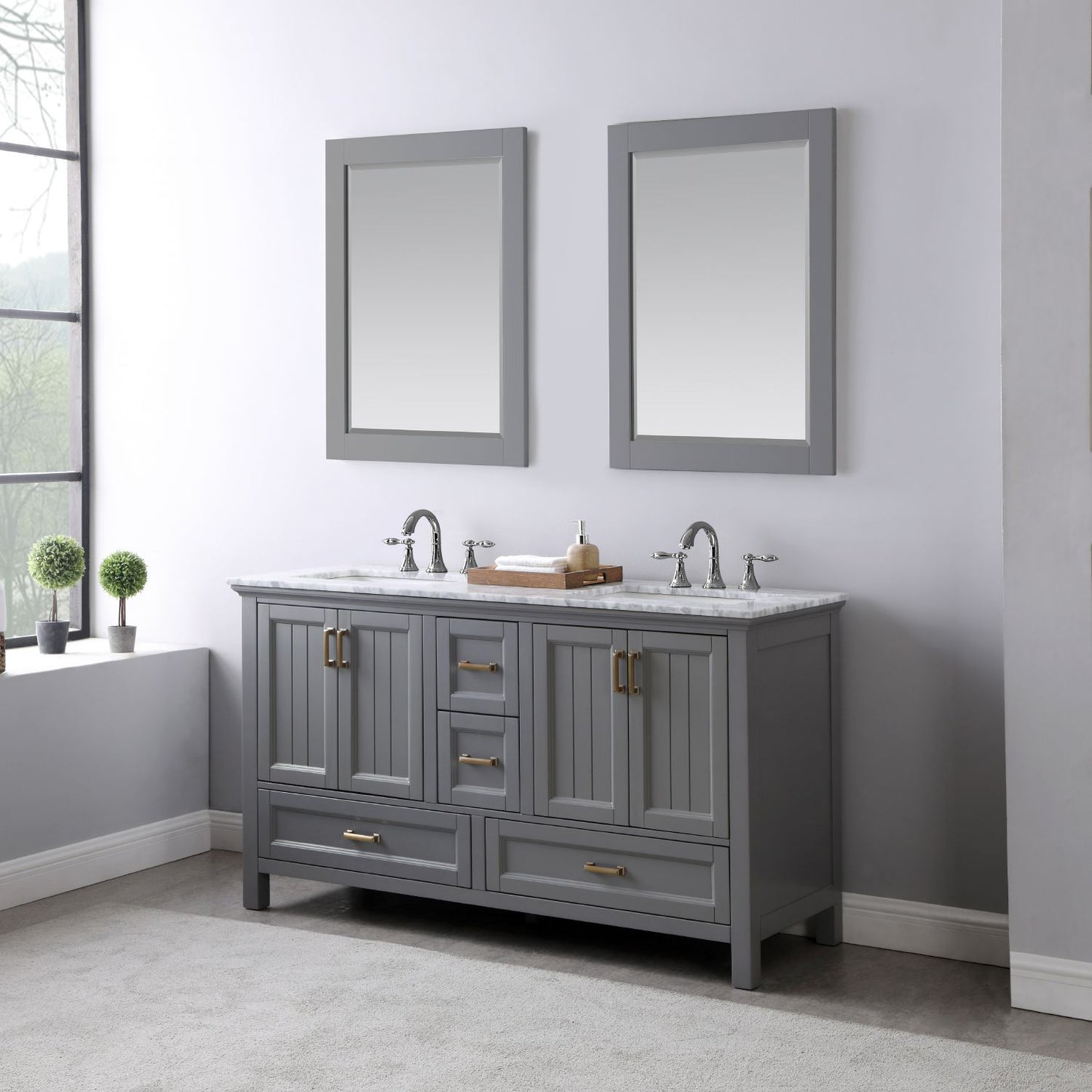 Altair Isla 60" Double Bathroom Vanity Set Countertop with Mirror - Luxe Bathroom Vanities