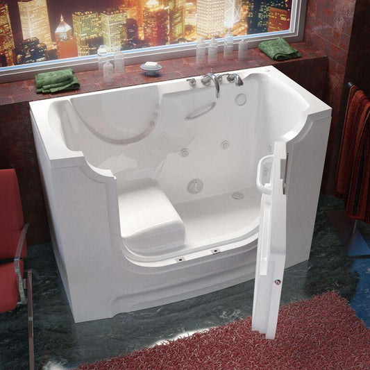 MediTub Wheel Chair Accessible 30 x 60 Right Drain White Whirlpool Jetted Wheelchair Accessible Bathtub - Luxe Bathroom Vanities Luxury Bathroom Fixtures Bathroom Furniture