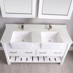 Altair Georgia 60" Double Bathroom Vanity Set Farmhouse Basin with Mirror - Luxe Bathroom Vanities