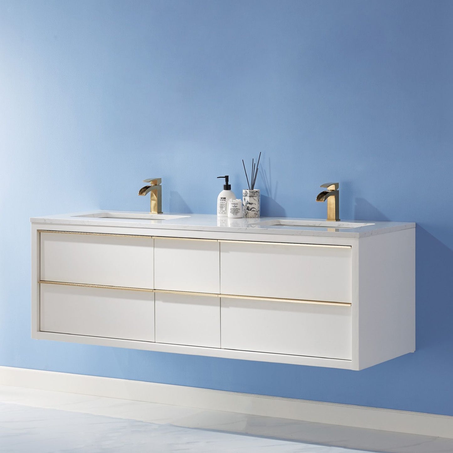 Altair Morgan 60" Double Bathroom Vanity Set Countertop without Mirror - Luxe Bathroom Vanities