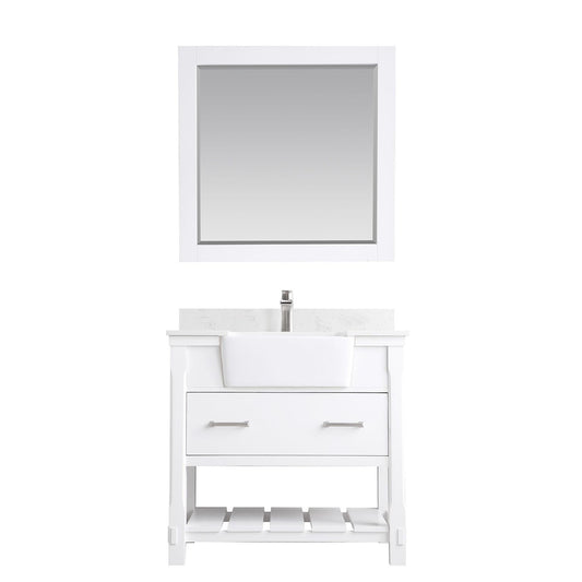 Altair Georgia 36" Single Bathroom Vanity Set Farmhouse Basin with Mirror - Luxe Bathroom Vanities