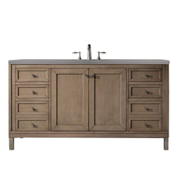 James Martin Chicago 60" Whitewashed Walnut Single Vanity with 3 CM Countertop - Luxe Bathroom Vanities