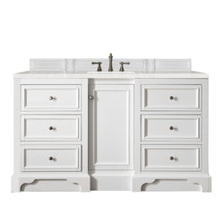 James Martin De Soto 60" Bright White Single Vanity with 3 CM Countertop - Luxe Bathroom Vanities