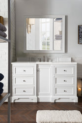 James Martin De Soto 60" Bright White Single Vanity with 3 CM Countertop - Luxe Bathroom Vanities