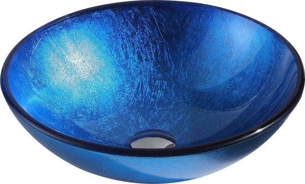 Clavier Series Deco-Glass Vessel Sink in Lustrous Blue with Harmony Faucet - Luxe Bathroom Vanities