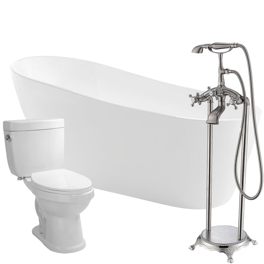 Trend 67 in. Acrylic Flatbottom Non-Whirlpool Bathtub with Tugela Faucet and Talos 1.6 GPF Toilet - Luxe Bathroom Vanities Luxury Bathroom Fixtures Bathroom Furniture