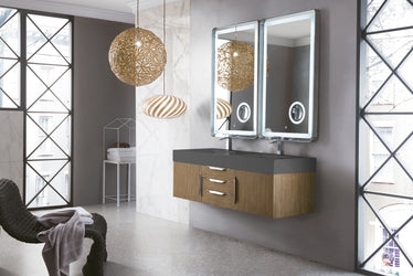 James Martin Mercer Island 59" Double Vanity with Glossy Composite Top - Luxe Bathroom Vanities