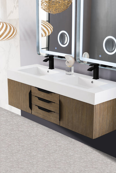 James Martin Mercer Island 59" Double Vanity with Glossy Composite Top - Luxe Bathroom Vanities