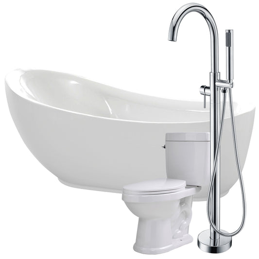 Talyah 71 in. Acrylic Flatbottom Non-Whirlpool Bathtub with Kros Faucet and Talos 1.6 GPF Toilet - Luxe Bathroom Vanities Luxury Bathroom Fixtures Bathroom Furniture