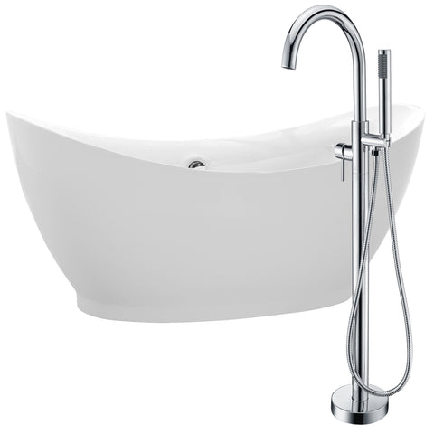 Reginald 68 in. Acrylic Soaking Bathtub in White with Kros Faucet in Polished Chrome - Luxe Bathroom Vanities Luxury Bathroom Fixtures Bathroom Furniture