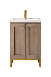 James Martin Chianti 20" Single Vanity Cabinet with White Glossy Composite Countertop - Luxe Bathroom Vanities