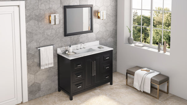 Hardware Resources Jeffrey Alexander 48" Cade Vanity, undermount rectangle bowl - Luxe Bathroom Vanities