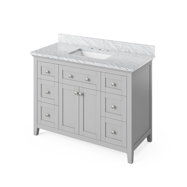 Hardware Resources Jeffrey Alexander 48" Chatham Vanity, undermount rectangle bowl - Luxe Bathroom Vanities