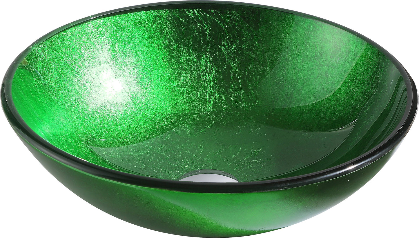 Melody Series Deco-Glass Vessel Sink in Lustrous Green with Harmony Faucet - Luxe Bathroom Vanities