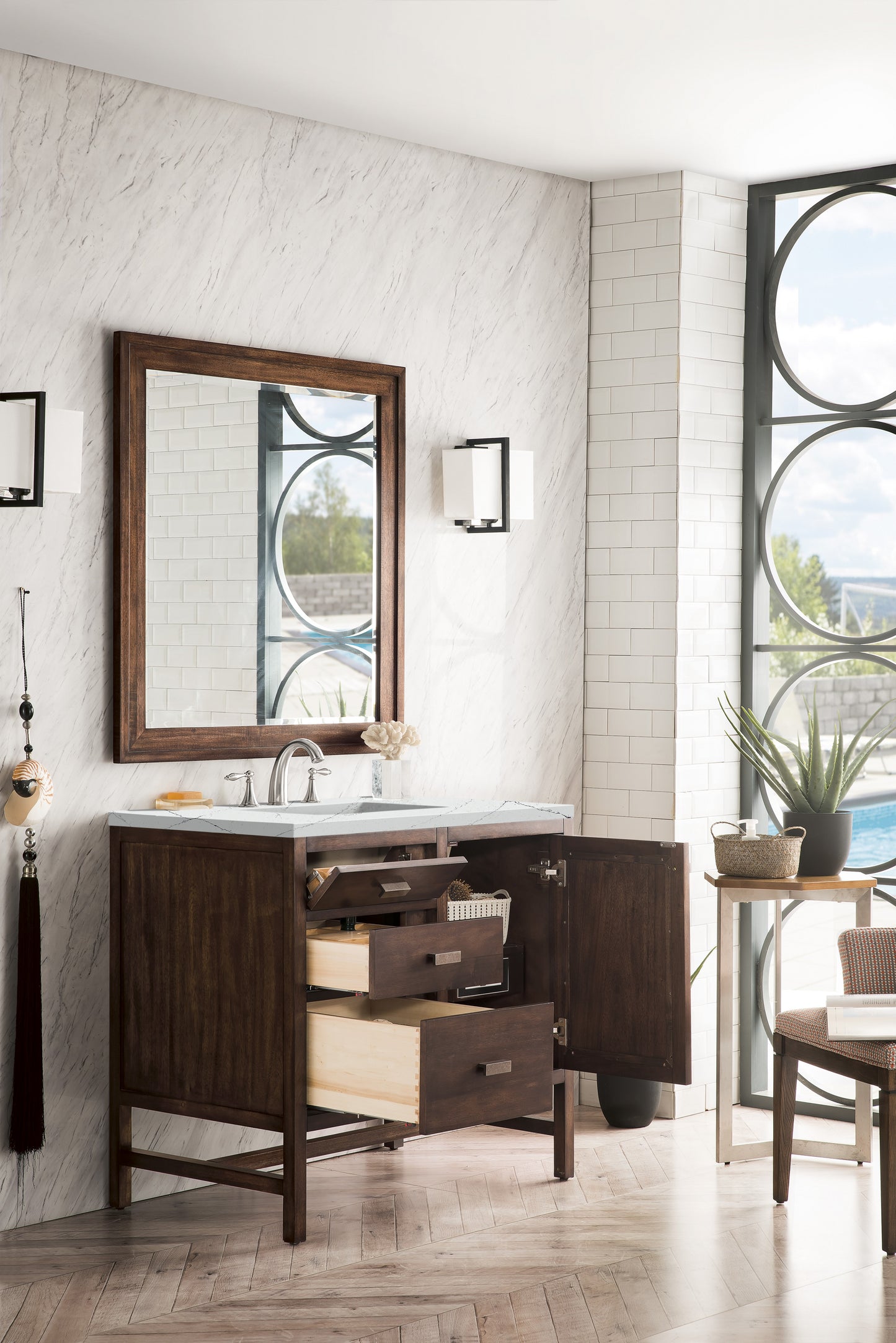 James Martin Addison 36" Single Vanity Cabinet with 3 CM Countertop - Luxe Bathroom Vanities