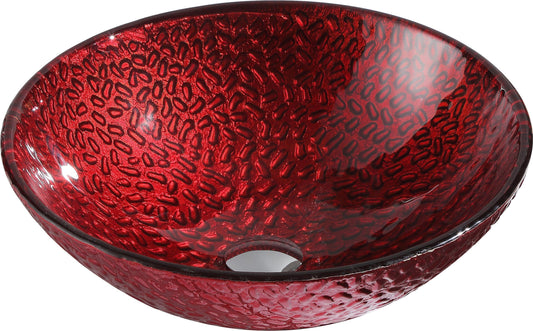 Rhythm Series Deco-Glass Vessel Sink in Lustrous Red - Luxe Bathroom Vanities