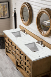 James Martin Malibu 72" Honey Alder Double Vanity with 3 CM Countertop - Luxe Bathroom Vanities