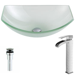 Pendant Series Deco-Glass Vessel Sink in Lustrous Frosted with Key Faucet - Luxe Bathroom Vanities