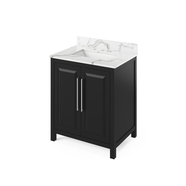 Hardware Resources Jeffrey Alexander 30" Cade Vanity, undermount rectangle bowl - Luxe Bathroom Vanities