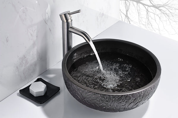 Stellar Series Ceramic Vessel Sink in Black - Luxe Bathroom Vanities