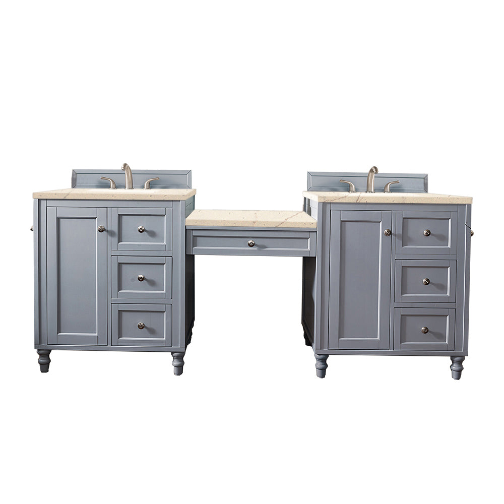 James Martin Copper Cove Encore 86" Double Vanity with Makeup Table - Luxe Bathroom Vanities