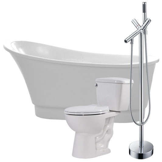 Prima 67 in. Acrylic Soaking Bathtub with Havasu Faucet and Cavalier 1.28 GPF Toilet - Luxe Bathroom Vanities Luxury Bathroom Fixtures Bathroom Furniture