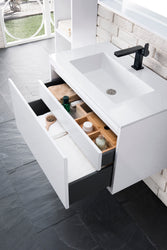 James Martin Milan 31.5" Single Vanity Cabinet with Countertop - Luxe Bathroom Vanities