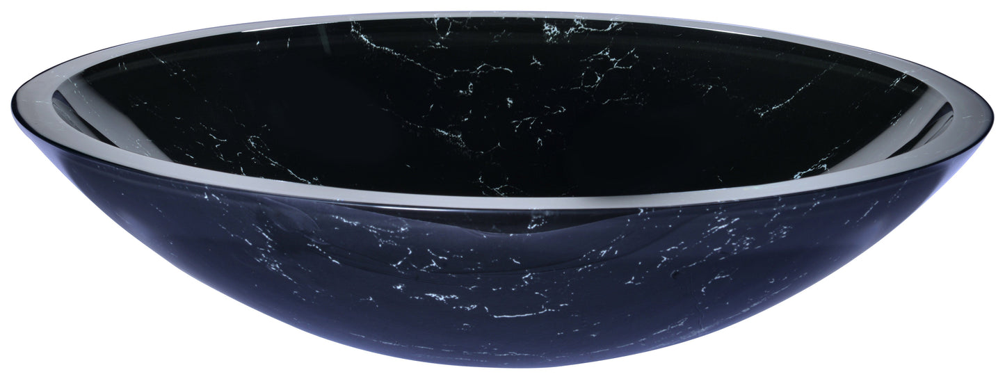 Marbela Series Vessel Sink in Marbled Black - Luxe Bathroom Vanities
