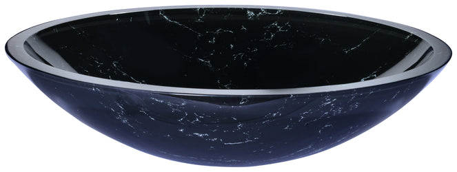 Marbela Series Vessel Sink in Marbled Black - Luxe Bathroom Vanities