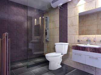 Kame 2-piece 1.28 GPF Single Flush Elongated Toilet in White - Luxe Bathroom Vanities