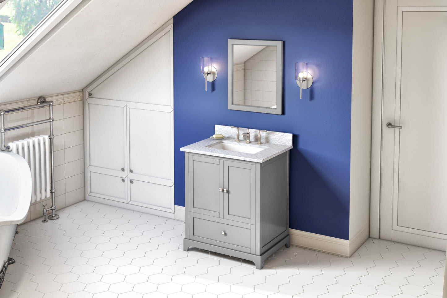 Hardware Resources Jeffrey Alexander 30" Addington Vanity, undermount rectangle bowl - Luxe Bathroom Vanities