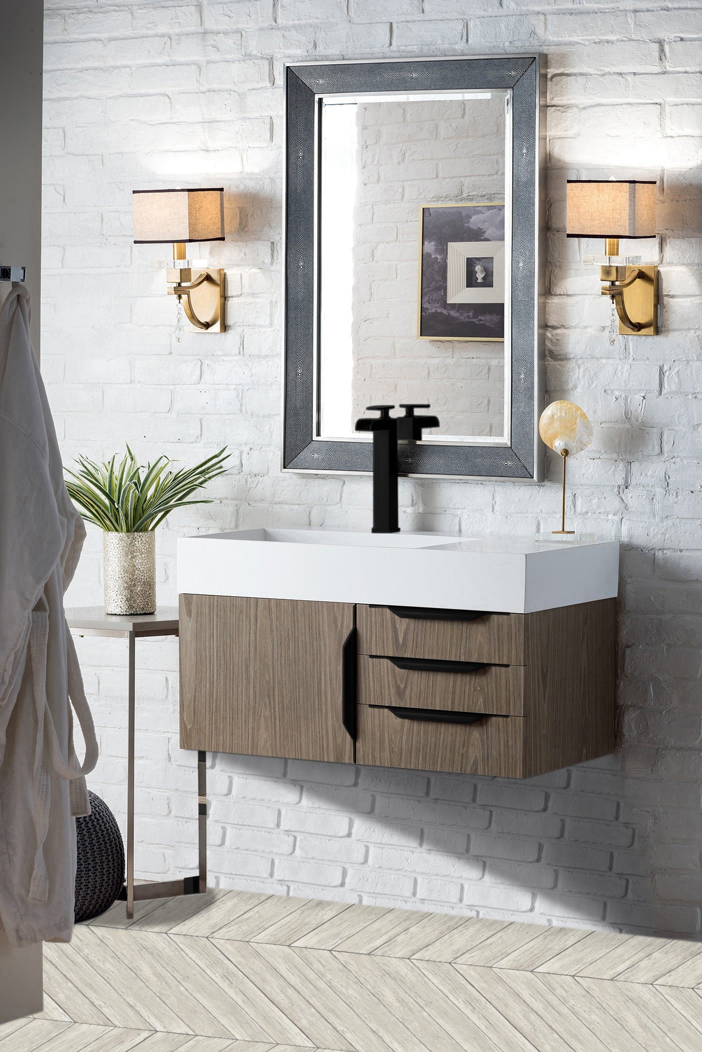 James Martin Mercer Island 36" Single Vanity with Glossy Composite Top - Luxe Bathroom Vanities
