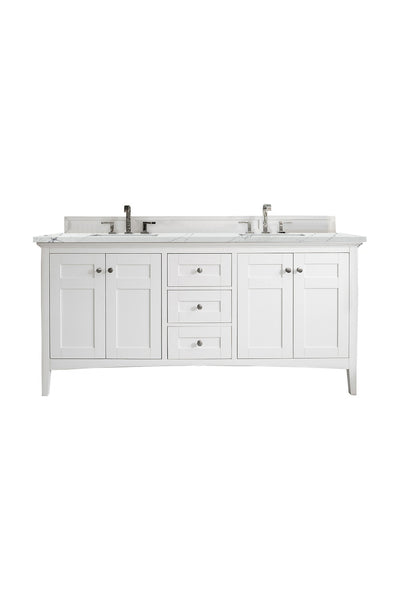 James Martin Palisades 72" Bright White Double Vanity with 3 CM Countertop - Luxe Bathroom Vanities