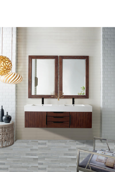 James Martin Mercer Island 59" Double Vanity with Glossy Composite Top - Luxe Bathroom Vanities