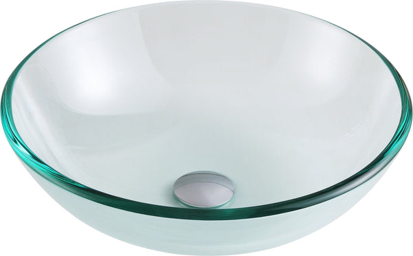 Etude Series Deco-Glass Vessel Sink in Lustrous Clear with Fann Faucet in Chrome - Luxe Bathroom Vanities