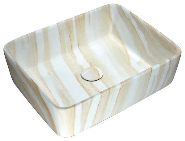 Marbled Series Ceramic Vessel Sink in Marbled Cream Finish - Luxe Bathroom Vanities
