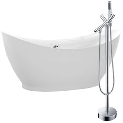 Reginald 68 in. Acrylic Soaking Bathtub in White with Havasu Faucet - Luxe Bathroom Vanities Luxury Bathroom Fixtures Bathroom Furniture