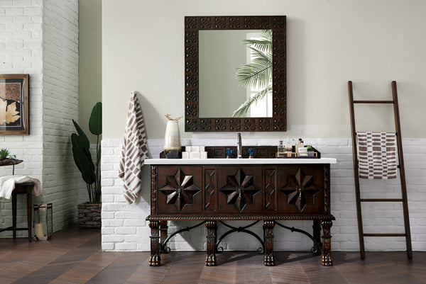 James Martin Balmoral 60" Single Vanity Antique Walnut Cabinet with 3 CM Countertop - Luxe Bathroom Vanities